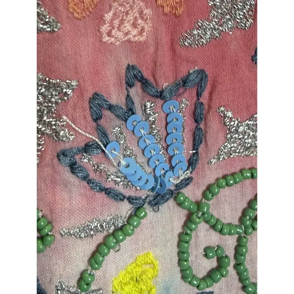 SUNDANCE Tunic Women’s Sz L Dreaming In Color Beaded Tie Dyed Coverup Flaws - Picture 6 of 12